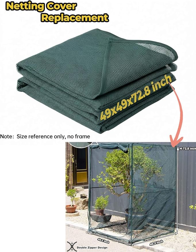 49''x49''x72.8''Plant Crop Cage Netting Cover Replacement (Not Included Frame)