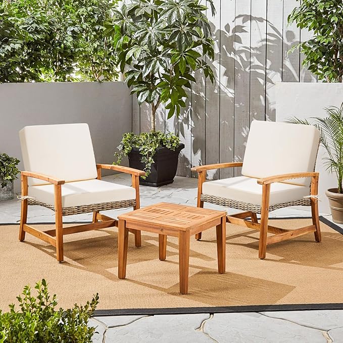 Deep Seat Patio Cushions Set of 2, 24x24 Inch Waterproof & Fade Resistant Outdoor Chair Cushions, Thick Padded Replacement Sofa Cushions for Garden Yard Furniture