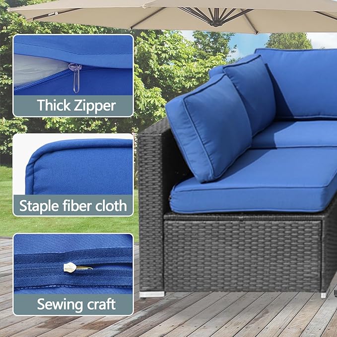 14Pcs Patio Cushion Covers Replacement Splashproof UV-Resistant Inelastic Covers with Zippers, Max Compatible 25.6x25.6x4inch Patio Cushion, for 7 Pcs Outdoor Patio Furniture Sets