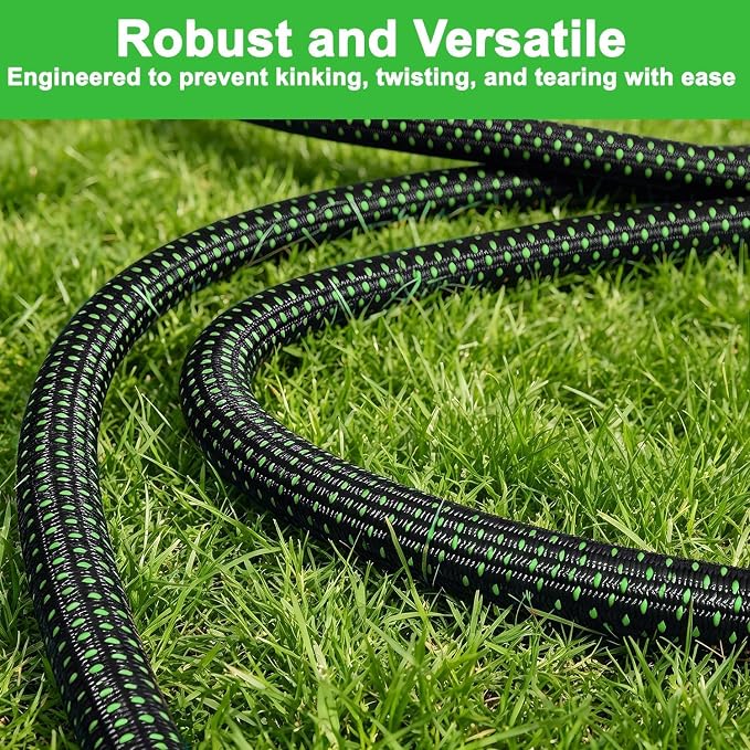 Garden Hose, 50Ft Ultra Flexible Water Hose, with 10 Function Sprayer,Ultra-Lightweight,Leak-Proof,Non-Slip Swivel Handles, Non-Expand,Non-Kink Hoses for Yard, Lawn,Outdoor (GreenBlack,50Ft)