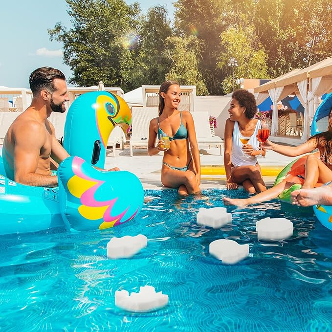 Zhehao 50 Pack 5 Shapes Hot Tub Sponge Absorber Oil Absorbing Sponge Foam Hot Tub Scum Absorber for Swimming Pool Spa Cleaning Accessories(White)