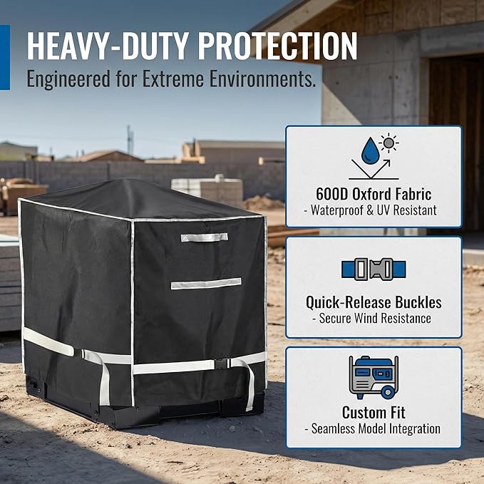 Heavy-Duty Welder Generator Cover with Upgraded Exhaust Pipe Protector– Fits for Miller Bobcat 225/250/260 & Trailblazer 275/325 Gas/LP Models, 41"D×21"W×30"H All-Weather Protection