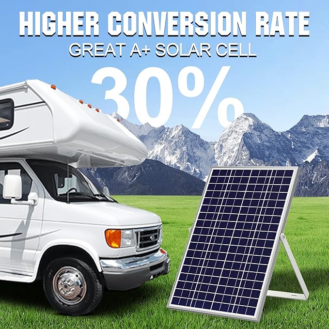 SOLPERK Solar Panel Kit 30W 24V, Intelligent Waterproof 10A PWM Controller, Home Outdoor Solar Battery Charger for RV Car Boat Marine Tractor Camping, 24 Volt Batteries Solar Panel Charger (30W 24V)