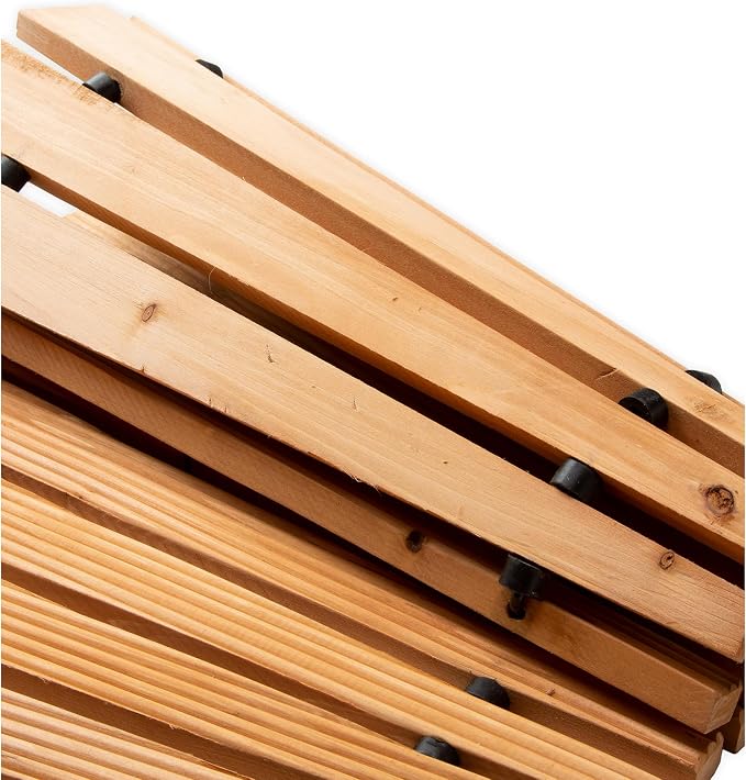 Plow & Hearth 4' Curved Outdoor Wooden Pathway | 18" Wide Rollout Outdoor Garden Walkway | Weather-Resistant Hardwood Cedar Board Walkway Landscape Edging | Decorative Lawn Patio Wedding Party