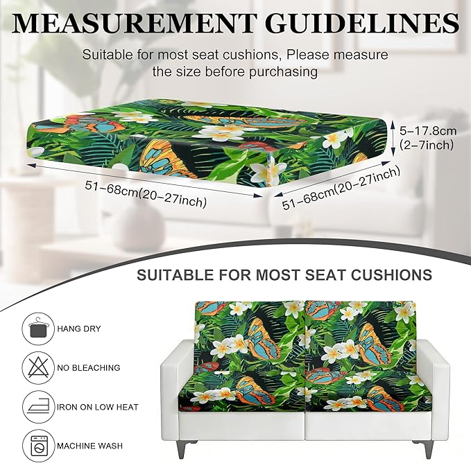 BIETYONE 4Pcs Patio Stretch Cushion Covers,Outdoor Sofa Replacement Cover Slipcovers for Patio Furniture Cushion Covers, Washable Reusable Furniture Protector
