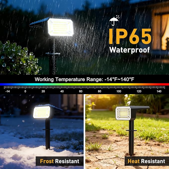 Solar Spot Lights Outdoor Waterproof IP65, [4 Pack/100 LED/4 Modes] 2-in-1 Solar Landscape Spotlights, Auto On/Off High Lumens Spot Lights for Outside Yard Garden Pathway(Cool White)