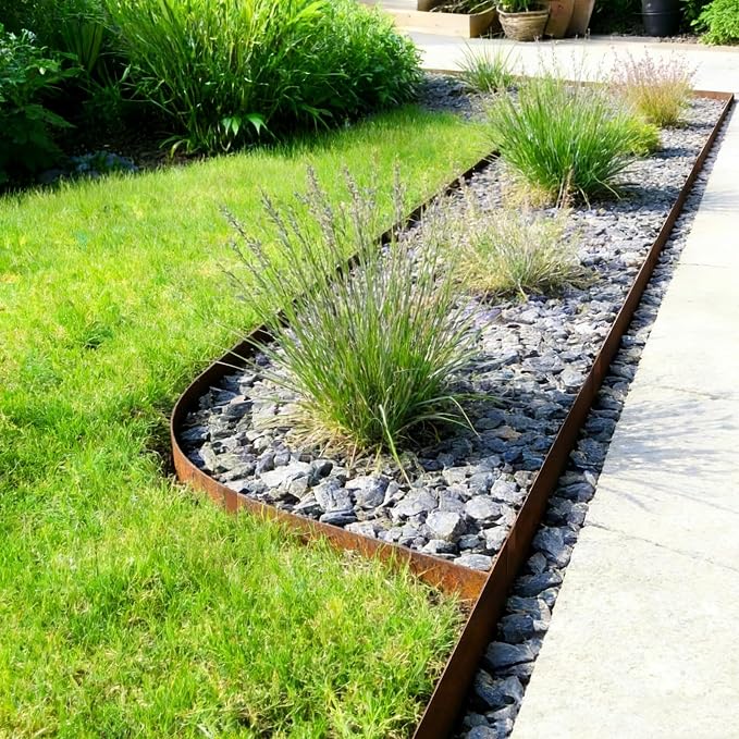 Corten Steel Landscape Edging 6" H x 40" L Metal Landscape Edging, 6 Pack Hammer-in Metal Garden Edging, Thickened Pre-Rusted Steel Edging for Landscaping with 6 Clips, Lawn Yard GZGNEEVL (20Ft Total)