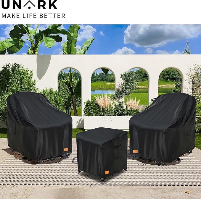 Patio Wicker Side Table Cover, Suitable for 3-Piece Outdoor Wicker Patio Bistro Set Side Table, Waterproof Square Patio Small Side Table Cover 22 W x 22 D x 18 H inches Black