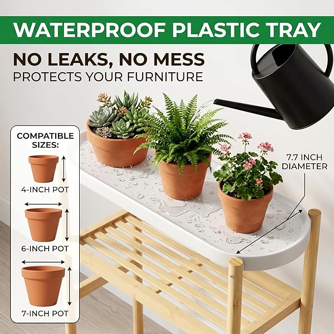 APRTAT Bamboo Plant Stand Indoor, 2 Tier Tall Plant Storage Stand Table Top for Multiple Plants, Window Plant Shelf Table Plant Rack for Balcony Garden Living Room Indoor Outdoor Home 2-Tier-8 Pot-Nature