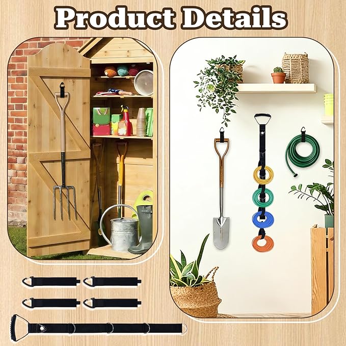 4PCS Extension Cord Organizer with 12 Removable Cord Holders Cord Storage Organizer Garage Garden Storage Straps All in One Hanger Straps for Cable Hose Rope Tool Management