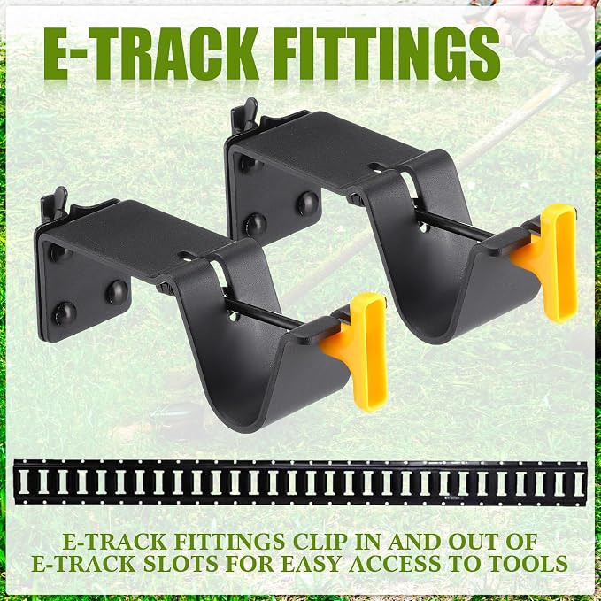 Tandefio 2 Pack Enclosed Trailer Weedeater Rack Steel Trimmer Mount Stores Weed Hedge Trimmers Organize Landscaping Tool Holder on E-Track in Trailer or Garage Equipment Accessories