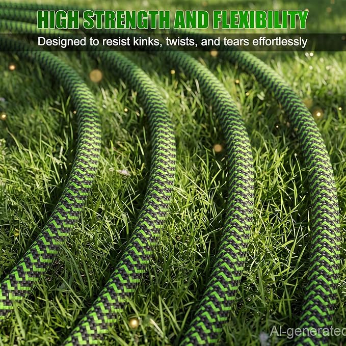 NON-EXPANDABLE Garden Hose 75ft x5/8'', Heavy Duty Flexible Water Hose with 10-Function Sprayer, Lightweight, Leak Proof, Durable Fabric Skin, Pressure Resistant for Yard, Outdoor