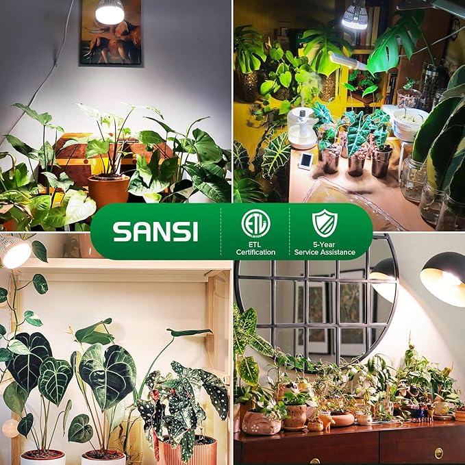 SANSI LED Grow Light Bulb for Seeds and Greens, Full Spectrum 10W Grow Light (150 Watt Equiv) with Optical Lens for Indoor Plant, High PPFD, E26 Base, 2-Pack