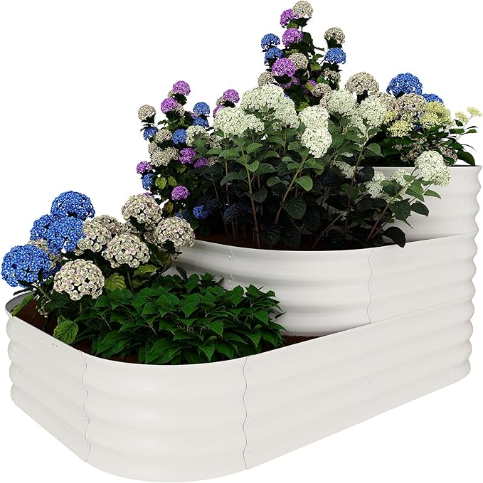GarveeHome Galvanized Steel Raised Garden Bed - 30.7 in Deep Open-Base Design,Assembly & Expandable Planter Box for Vegetables/Flowers, Family-Friendly Gardening Kit (5x3.5x2.5 ft),White