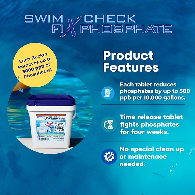 Fix Phosphate Remover Tablets – 10 Count | Time-Release Tabs for Pool Phosphate Removal | Clear Water Solution for Saltwater & Freshwater Pools | Easy Skimmer Application, No Cloudiness