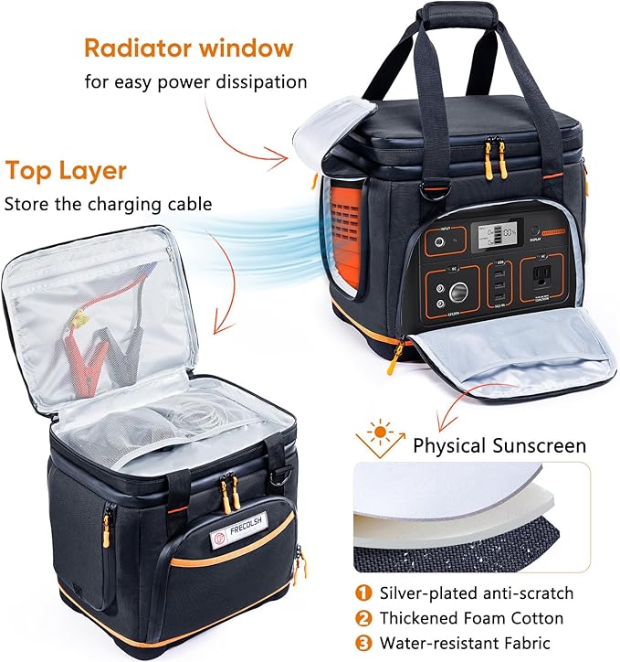 Double-Layer Travel Carrying Case for Jackery Explorer 500 – Portable Power Station Storage Bag with Molded Hard Bottom, Side Ventilation, and Front Pockets for Jackery Accessories & Solar Generator