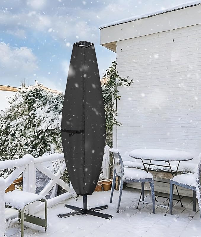 ULTCOVER Patio Parasol 600D Waterproof Clear Top Outdoor Umbrella Cover - Fits Solar Umbrella 8-11 Feet, Black