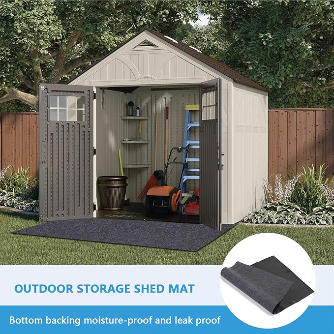 Outdoor Storage Shed Mat，Anti-Slip Patio Furniture Floor Mat，Waterproof Carport Mat，Backing prevents liquid penetration，Soft Material, Non-slip Backing,Washable，Excluding storage shed(48" x 72")