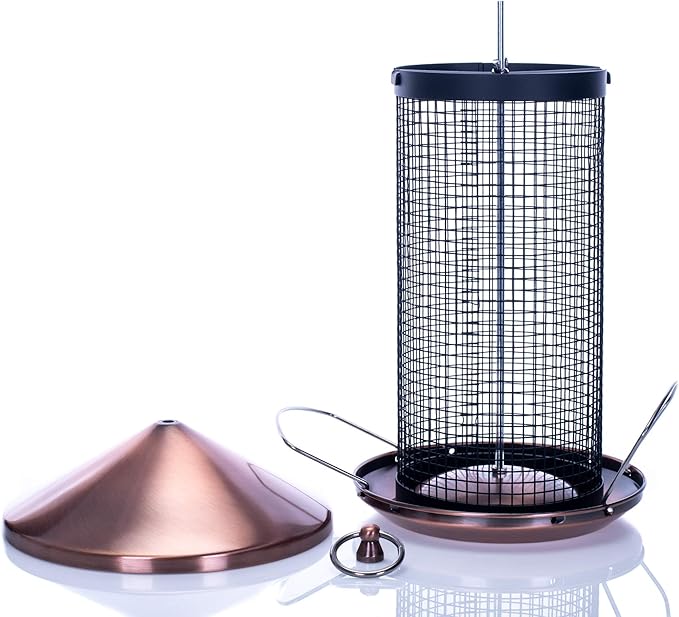 Cottage Garden 12 inch Copper Finish Heavy Duty Mesh Metal 3 Lb. Secure Cap Cover Nut Bird Feeder