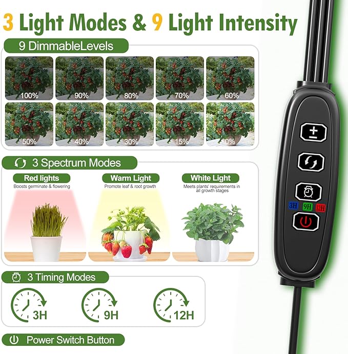 SPECILITE Indoor Greenhouse with Grow Light, DIY 4-Tier Plant Stand with PVC Cover and 99W Full Spectrum 5000K LED Plant Lights, Rolling Plant Shelves with Tent & Timer for Seed Starting, 27x14x59IN