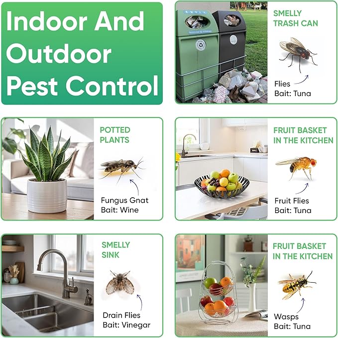 Sticky Fly Trap Indoor & Outdoor Pack of 4 | Hanging Fly Stick for Gnats, Flies, Wasps, Mosquitoes & Other Flying Bugs | Fly Trap Sticky | Home Pest Control | Flying Insect Trap Rolls | Ucatch