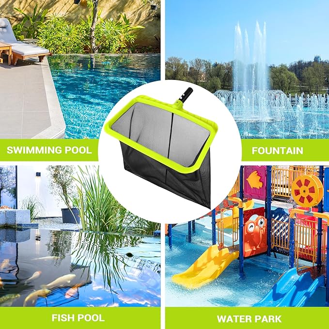 Tavaleu Pool Skimmer Net Without Pole, Swimming Pool Leaf Skimmer Net for Cleaning, Larger Capacity Pool Nets with Reinforced Frame, Durable Deep Rake Net Easy Scoop Edge, Debris Pickup Removal