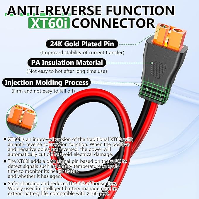 Vansdon Solar to XT60i Extension Cable 12AWG 30FT XT60i Female to Male Connector for RV Foldable Solar Panel, Portable Power Station, Solar Generator