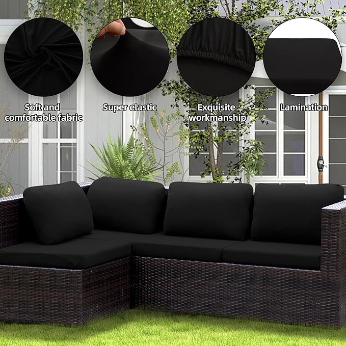 Outdoor Cushion Covers Set,8PCS Patio Furniture Couch Seat Slipcovers, Replacement for Sofa Sectional Chair(Cover，Only)