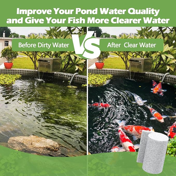 Pond Filter Pad, 12"x72"x1.1" – 6 sq ft White Reusable & Washable Foam Media for Outdoor Fish Ponds, Aquariums & Water Gardens