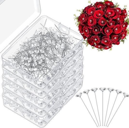 1000 Pcs Diamond Pins Flower Pins for Bouquet Crystal Corsage Wedding Bouquet Diamonds Jewelry Rhinestones Floral Boutonnier Jewelry Accessories DIY Craft Decor (1.5 Inch)