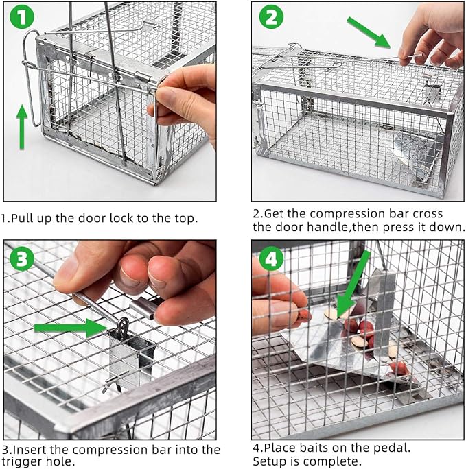 Kensizer 2-Pack Animal Humane Live Cage Trap that Work for Rat Mouse Chipmunk Mice Voles Hamsters and Other Small Rodents, Trampa para Ratones, Catch and Release