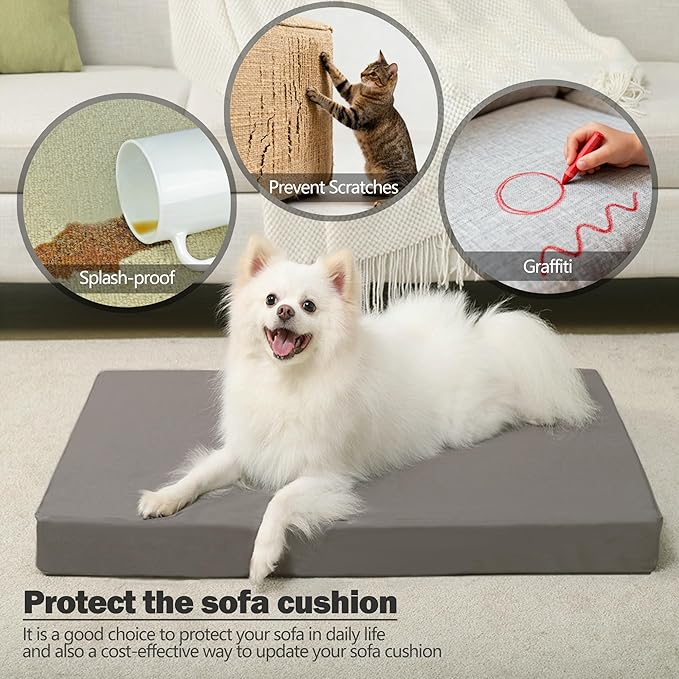Sqodok Patio Cushion Covers, Waterproof Outdoor Cushion Covers Replacement, Patio Cushion Seat Slicovers for Sectional Sofa, Chair, Outdoor Wicker Patio Sofa (Grey, 19"x19"x3"-2 Pack-Cover ONLY)