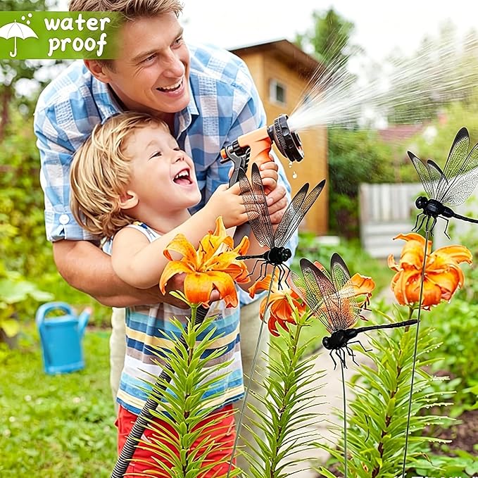 8 Pcs Dragonfly Clip, Dragonfly Garden Stakes Decor, Dragon Fly Hat Clip, Dragonfly Humming Bird Stakes, Garden Decor for Indoor Outdoor