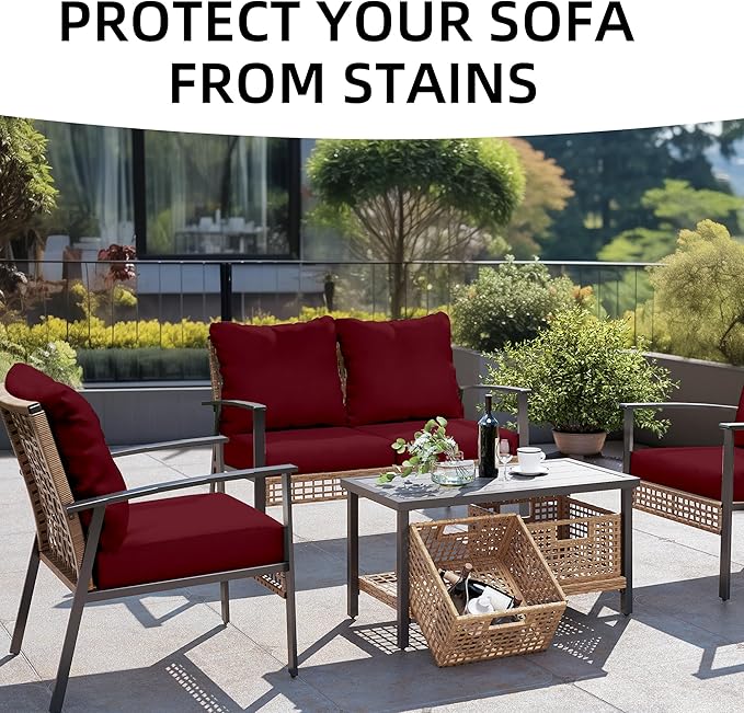 Outdoor Cushion Covers Set,12PCS Patio Furniture Couch Seat Slipcovers, Replacement for Sofa Sectional Chair(Cover，Only)