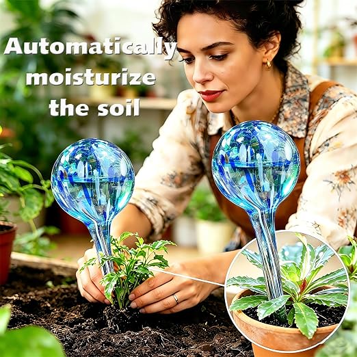 Self Watering Globes for Plant – Large 6pcs Colorful Glass Plant Watering Device for Indoor Pots, Self Watering Bulbs for Vacation Plant Care, Drip Irrigation System for Garden, Patio & Hanging Plants