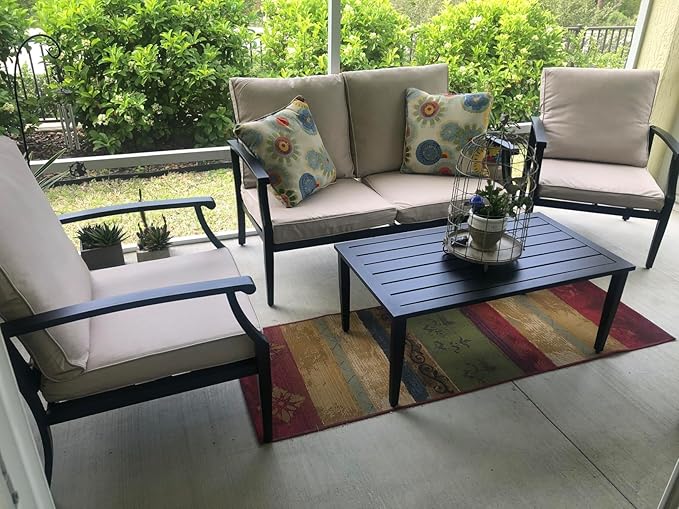 FLYMEI Patio Cushion Covers 19x19x3 Waterproof Outdoor Cushion Cover Replacement 2Packs Outdoor Seat Cushion Slipcover for Rattan Chair Sofa, Beige