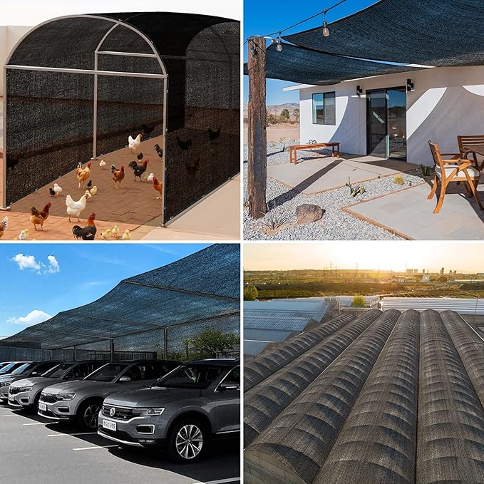JOJOLEE 40% Sun Shade Cloth, 20x20FT Shade Net Mesh Tarp with Grommets, Black Sunblock Cover for Outdoor Patio Plants, Pergola, Greenhouse, Chicken Coop, Backyard, Balcony