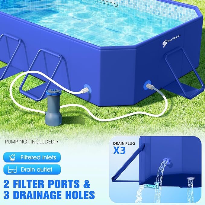 StarOcean 2026 Large Foldable Pool,Non-Inflatable Swimming Pool for Kid,Adult Collapsible Pool Hard Plastic,Overthickened Extra Large Foldable Pool,Portable Folding Kid Pool for Backyard,90"x50"x20"