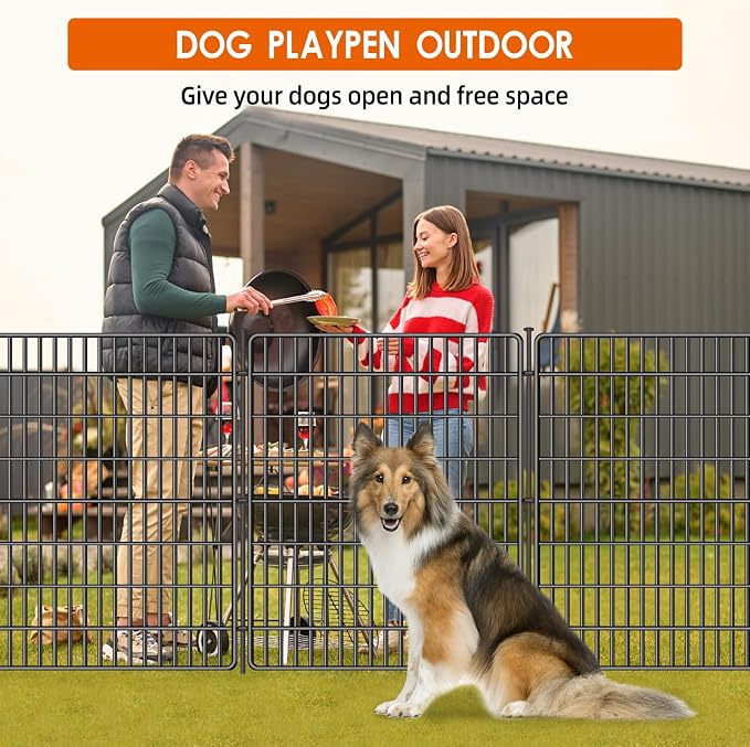 15 Panels No Dig Fence, 32 in(H) X 36 ft(L) Garden Decorative Fence Animal Barrier for Dogs, Rustproof Metal Garden Edging Border for Outdoor, Yard, Patio, Black