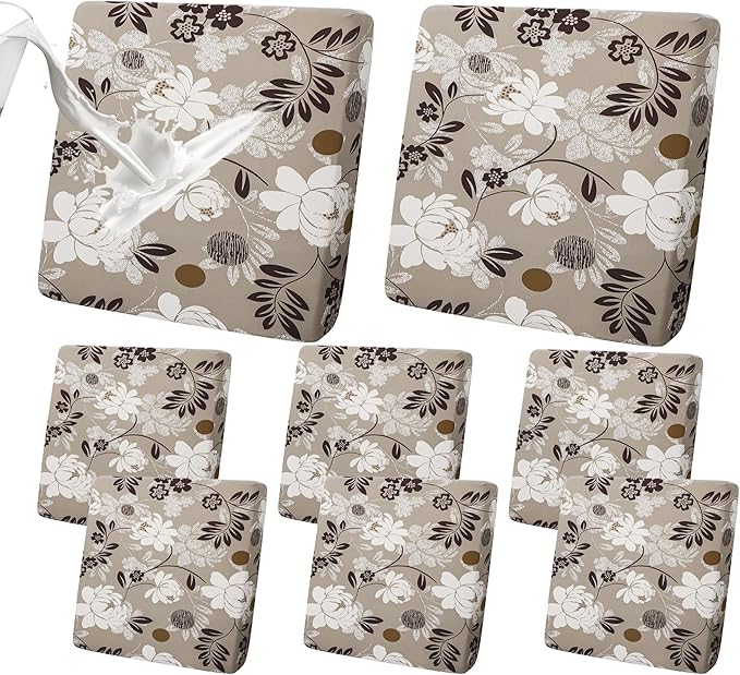 FORCHEER 8PCS Outdoor Cushion Covers Waterproof Stretch Patio Furniture Cushion Covers 19-24inch Replacement Washable-Floral