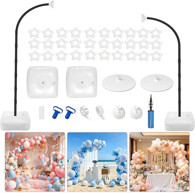 Balloon Arch Kit,Adjustable 8.2FT & 6FT Half Balloon Arch Stand with Base for Birthday Wedding Baby Shower Graduation Party Decorations(Black)