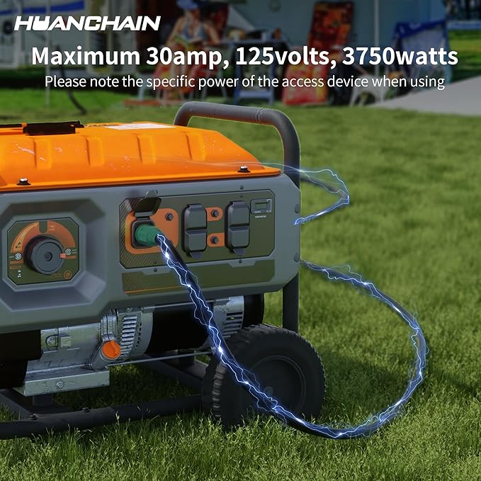 huanchain L5-30P/L5-30R 3 Prong 30 Amp Generator Cord 100 FT, Heavy Duty 10AWG 125V 3750W SJTW, Black Locking Generator Extension Cord Waterproof, ETL Listed