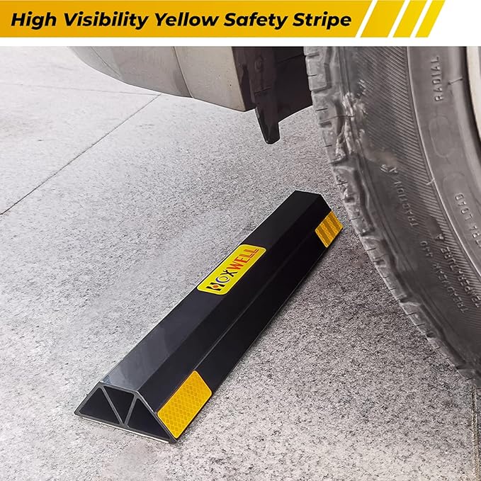 HOXWELL (New Updated 18" 2 Packs Heavy Duty Parking Stopper for Garage, Parking Gadgets Protects Car, Parking Aid Easy to Install 2 PCS, 18" L x 3.7" W x 1.8" H