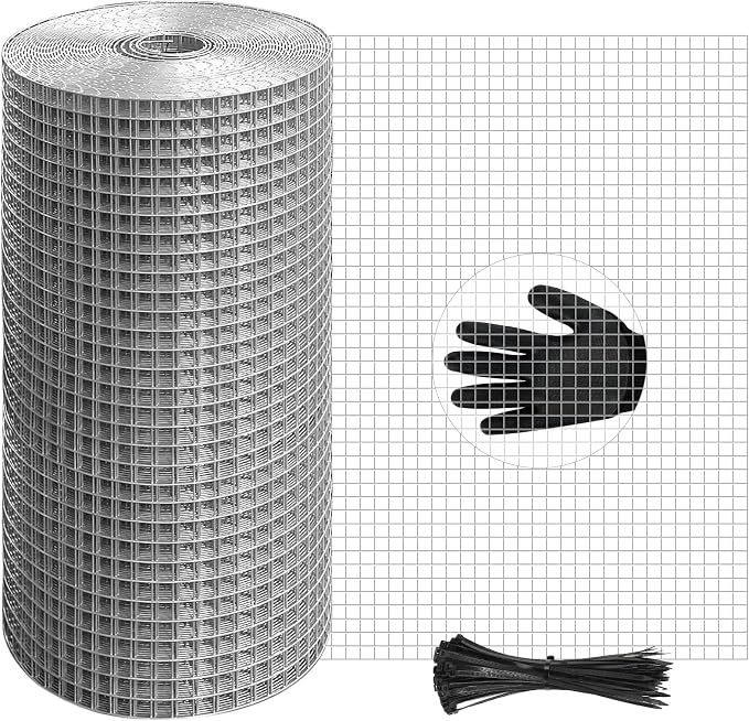 8in x 25Ft Hardware Cloth Hot-Dip Galvanized Welded Chicken Wire Fencing - Heavy Duty 23 Gauge Wire Mesh for Garden, Chicken Coop, Rabbit Cage, Rodent & Predator Protection
