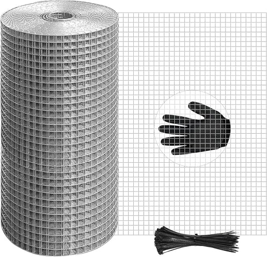 8in x 25Ft Hardware Cloth Hot-Dip Galvanized Welded Chicken Wire Fencing - Heavy Duty 23 Gauge Wire Mesh for Garden, Chicken Coop, Rabbit Cage, Rodent & Predator Protection