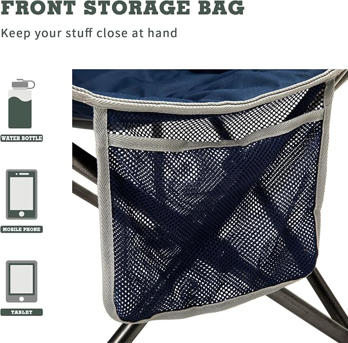 SUNNYFEEL Oversized Camping Chair, Folding Moon Saucer Chair, Padded Cushion, Heavy Duty for Adults 500 LBS, Portable Camp Lawn Chair with Storage for Lounge,Patio,Outdoor,Indoor,Porch