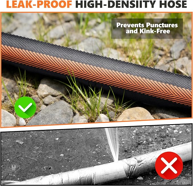 Garden Hose 50FT 600 PSI High Pressure, Flexible TPE Water Hose Kink-Free & Lightweight, with Abrasion-Resistant Cover for Car Washing, Watering Lawn, Outdoor Use