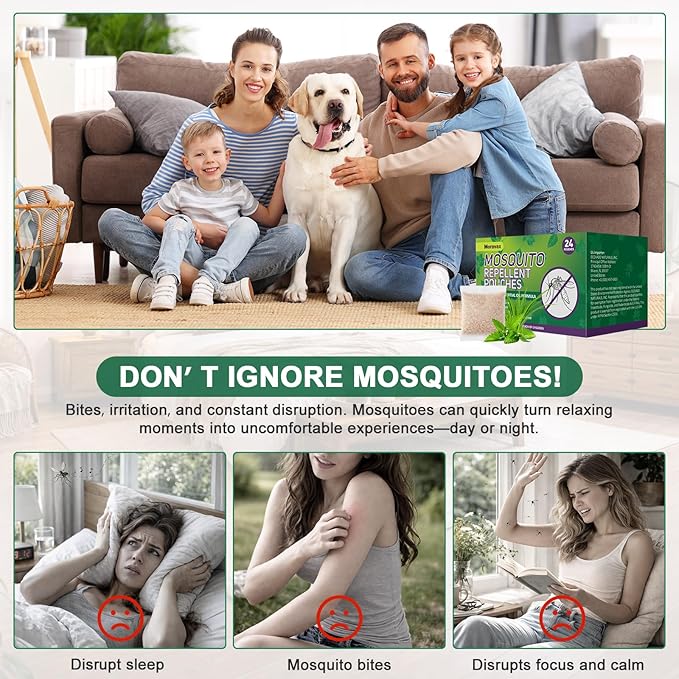 Mosquito Repellent Outdoor Patio, Natural Mosquito Repellant Indoor for Living Room, Bedroom, Patio, garages, Camping, Safe for Kids and Pets (24 Packs)