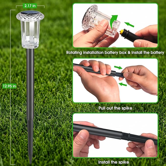 Eyrosa Solar Pathway Lights Outdoor Waterproof Starburst Pattern 15 Pack | Solar Outdoor Lights for Garden Yard Lawn Path Walkway Driveway Labdscape,Stake Lighting Outside Decor