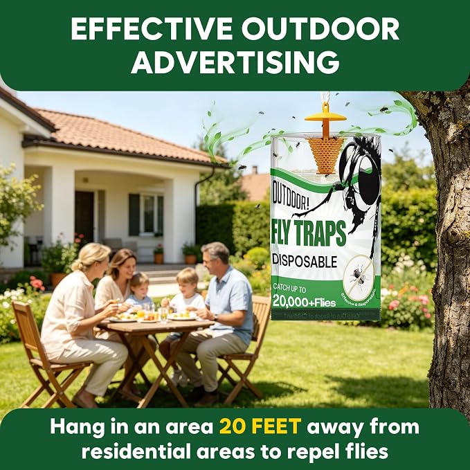 Fly Traps Outdoor Hanging -9Pack Portable Fly Catcher Outdoor Flying Insect Trap for Garden/Ranch/Barn/Patio